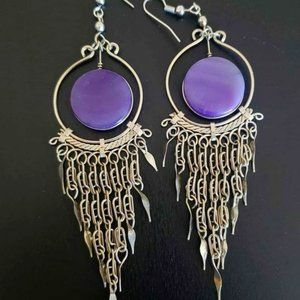 Purple and Silver Handmade Earrings - Never Worn